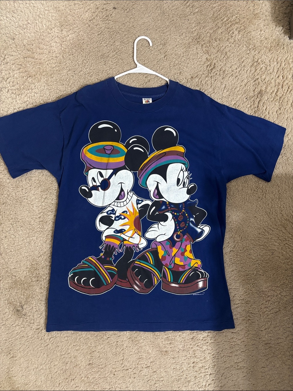 Vintage Navy Mickey & Minnie Colorful Graphic Tee